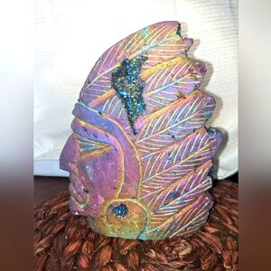 Huge Titanium aura quartz Indian Head